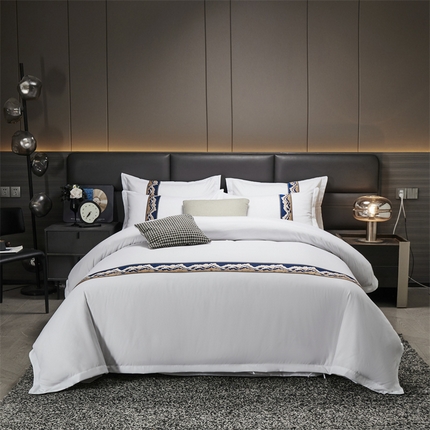 Düz renkli otel keten poli-cotton yatak sayfası yumuşak