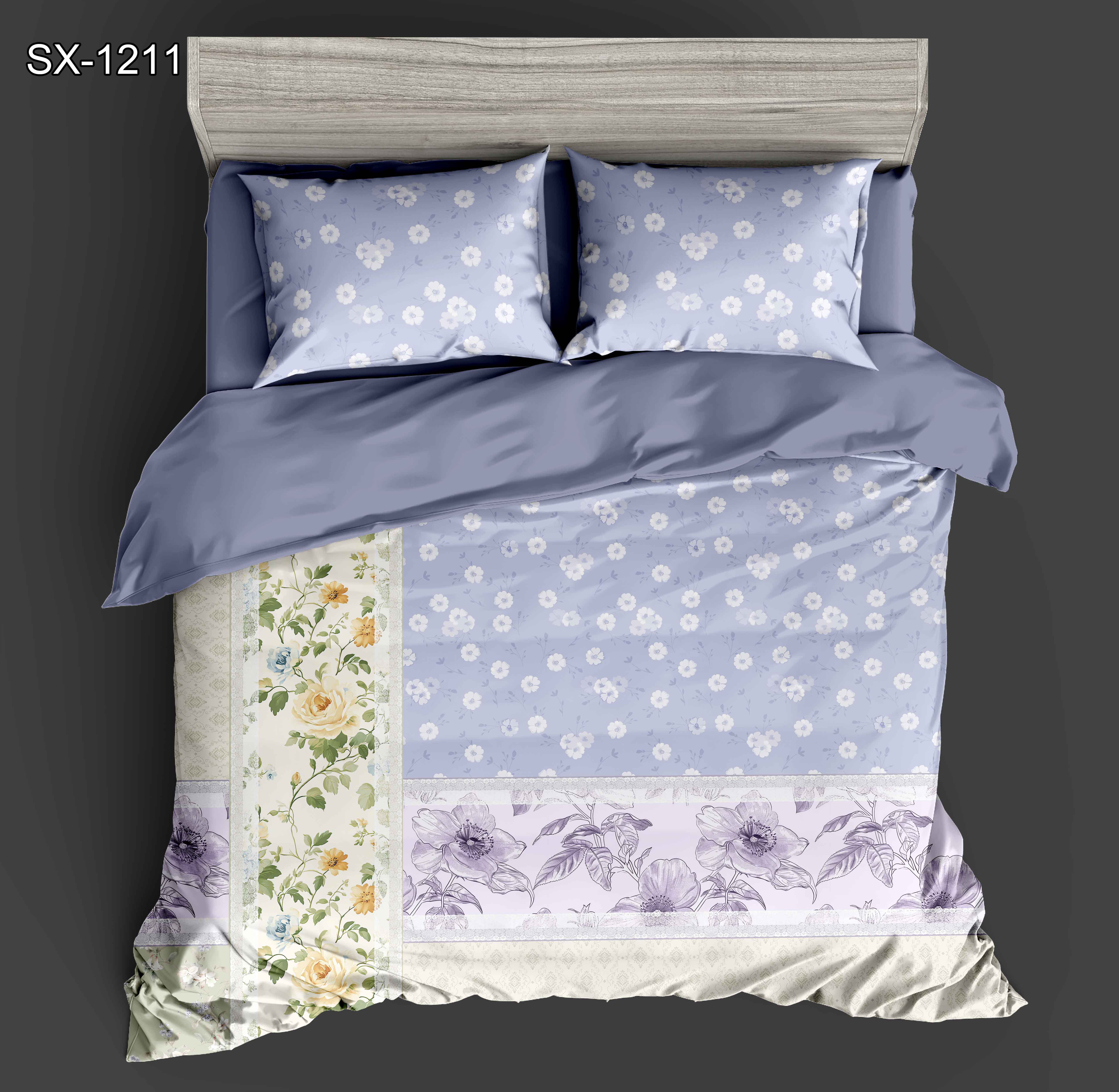 Patchwork Floral ve Vintage Desen Tasarımı ile 5D Dijital Basılı Yatak Seti