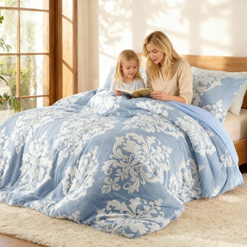 Burnout Baskılı Flanel Kışlık Yorgan, Ultra Yumuşak Mikrofiber Destekli Bohem Peluş Yorgan, Sıcak Dört Mevsim Yatak Takımı