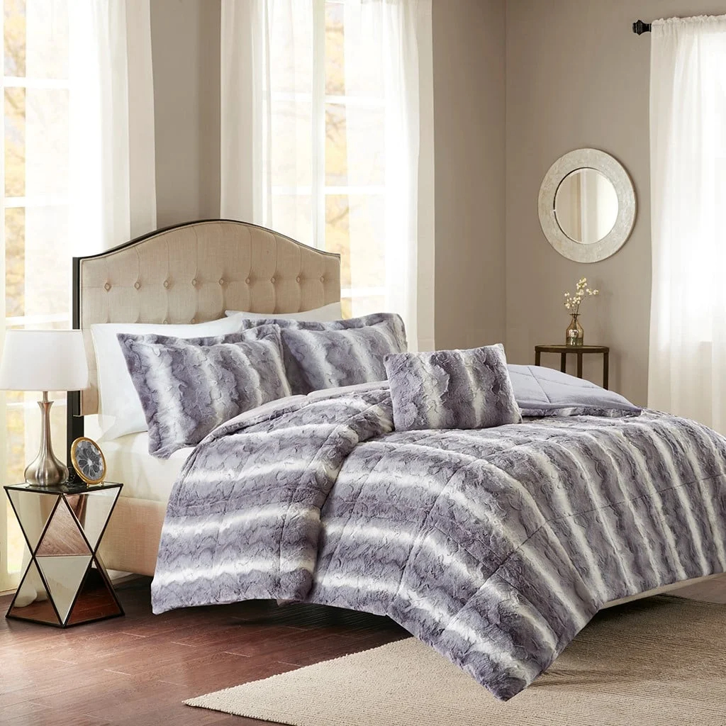 Sahte Vizon Kürk Nevresim Takımı, Yumuşak Mikrofiber Suni Kürklü Kapitone Peluş Nevresim Takımı, Rahat Modern Yorgan Örtüsü Seti