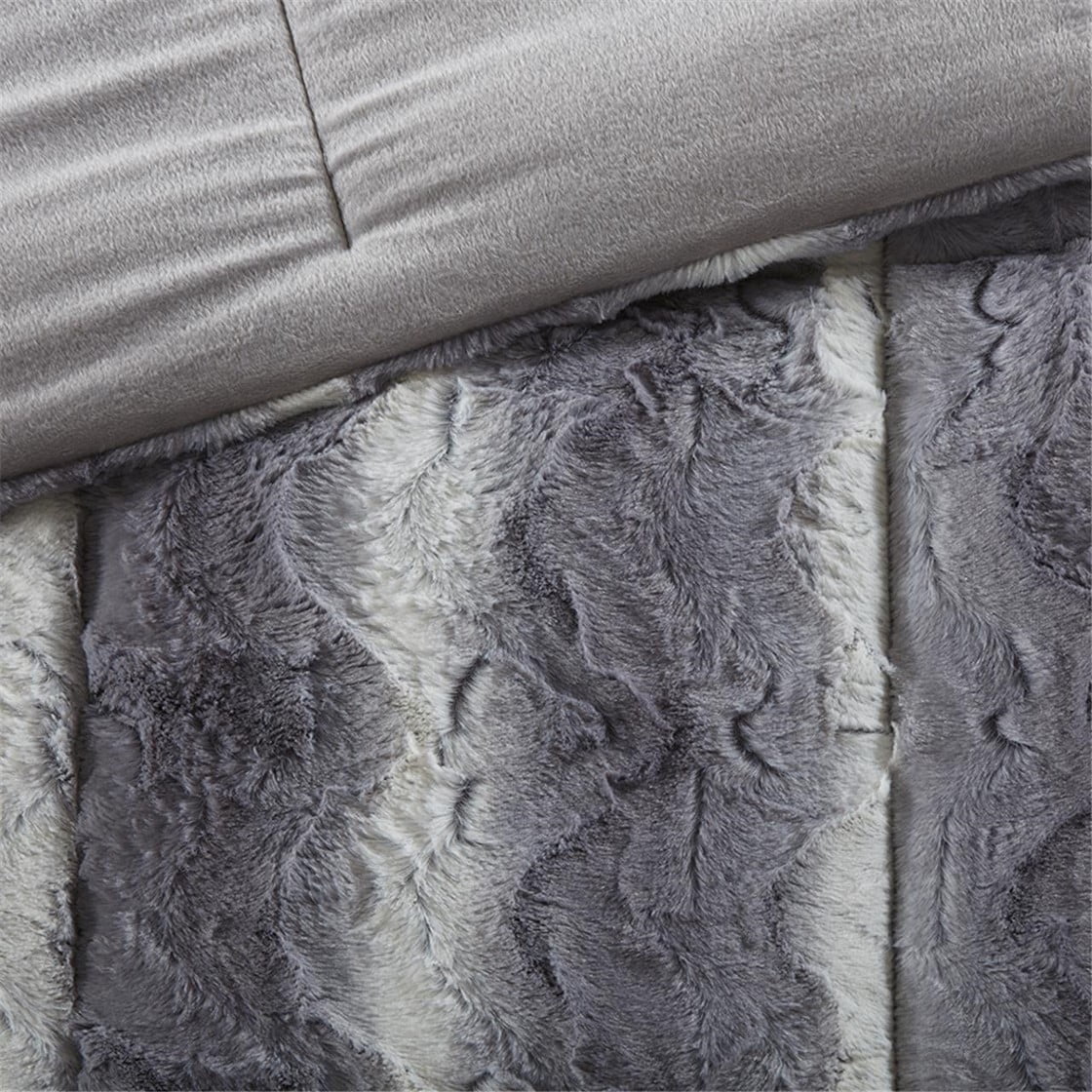 Sahte Vizon Kürk Nevresim Takımı, Yumuşak Mikrofiber Suni Kürklü Kapitone Peluş Nevresim Takımı, Rahat Modern Yorgan Örtüsü Seti