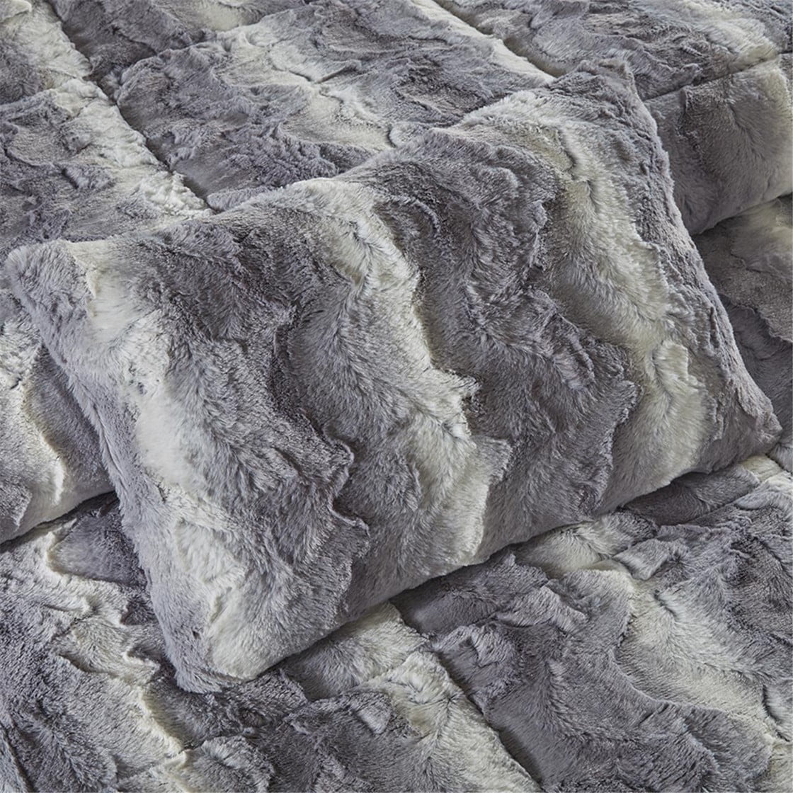 Sahte Vizon Kürk Nevresim Takımı, Yumuşak Mikrofiber Suni Kürklü Kapitone Peluş Nevresim Takımı, Rahat Modern Yorgan Örtüsü Seti
